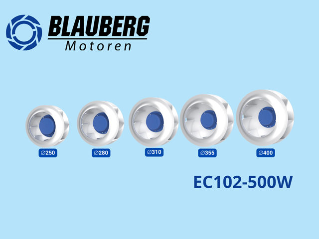 Our Latese Line of Centrifugal Fans Powered By The EC102 500W Motor